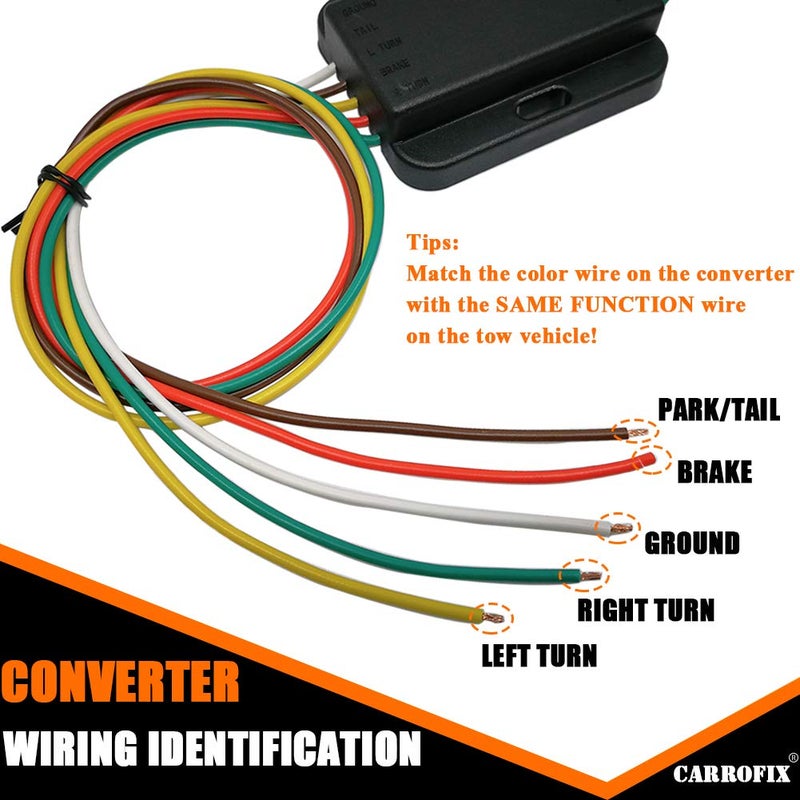 CARROFIX Non-Powered Taillight Converter with 20" Inches Leads and 60" Inches 4-Wire Flat Extension Vehicle End Connector - Image 3